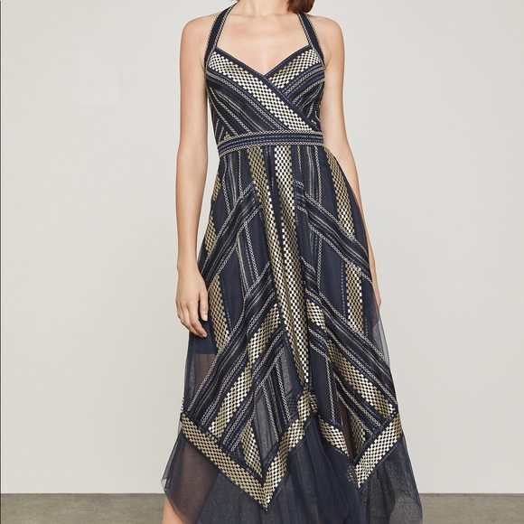 BCBG Max Azria Metallic Striped Handkerchief Dress - Picture 1 of 6